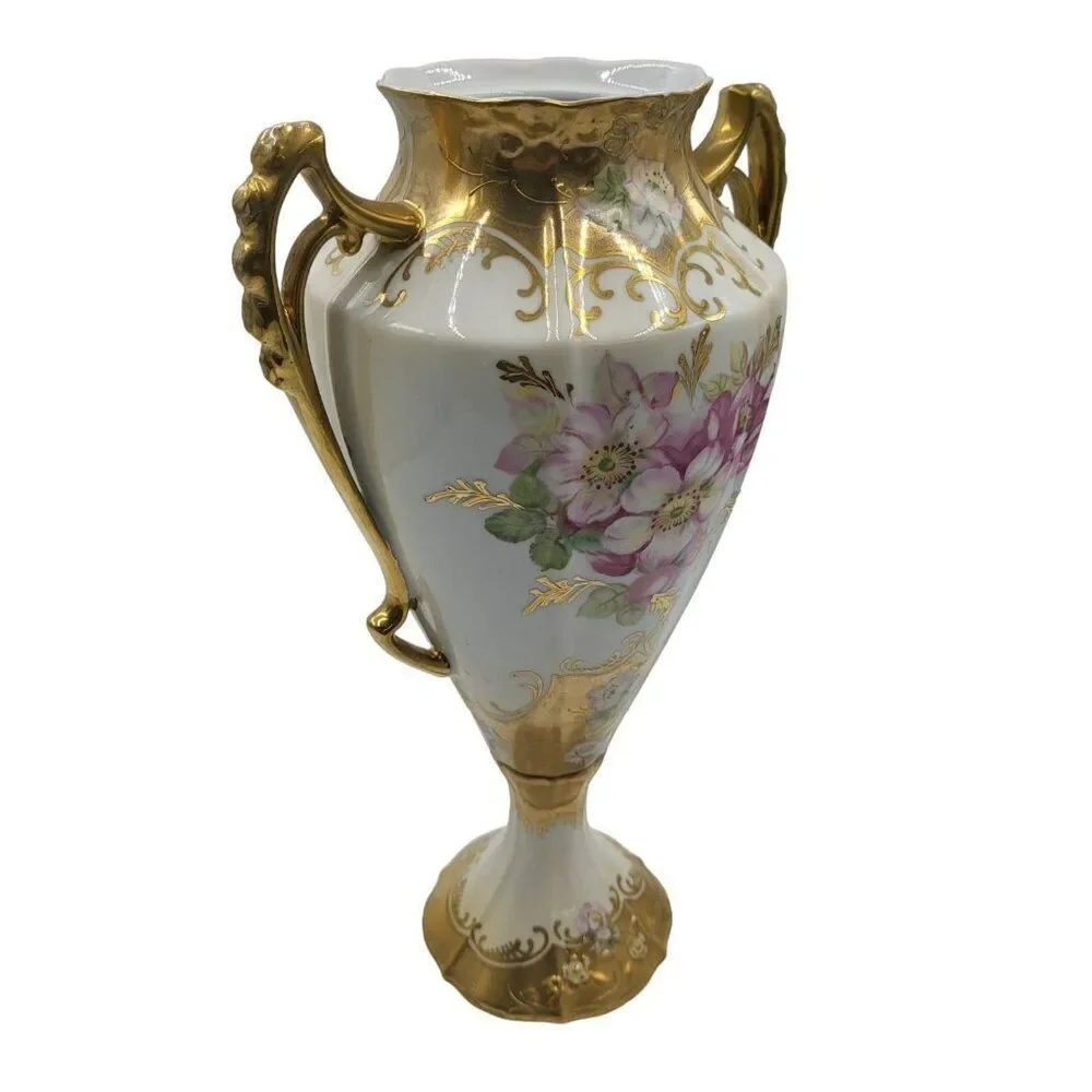 Antique China Vase Hand Painted Large Royal Crown Porcelain Urn No Lid